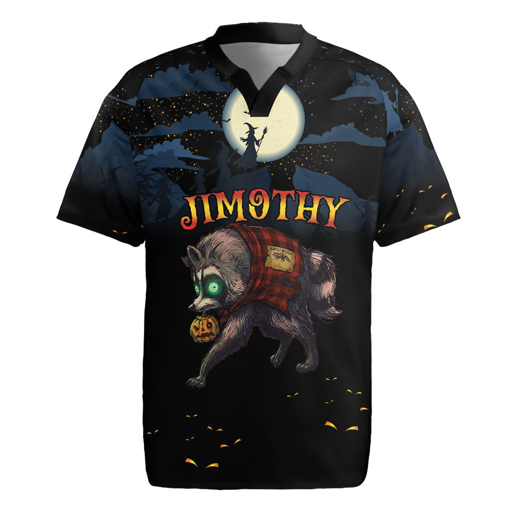 Halloween Raccoon Jimothy Personalized Rugby Jersey