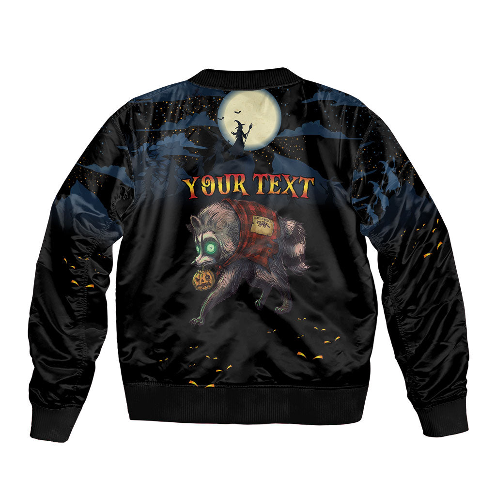 Halloween Raccoon Jimothy Personalized Sleeve Zip Bomber Jacket