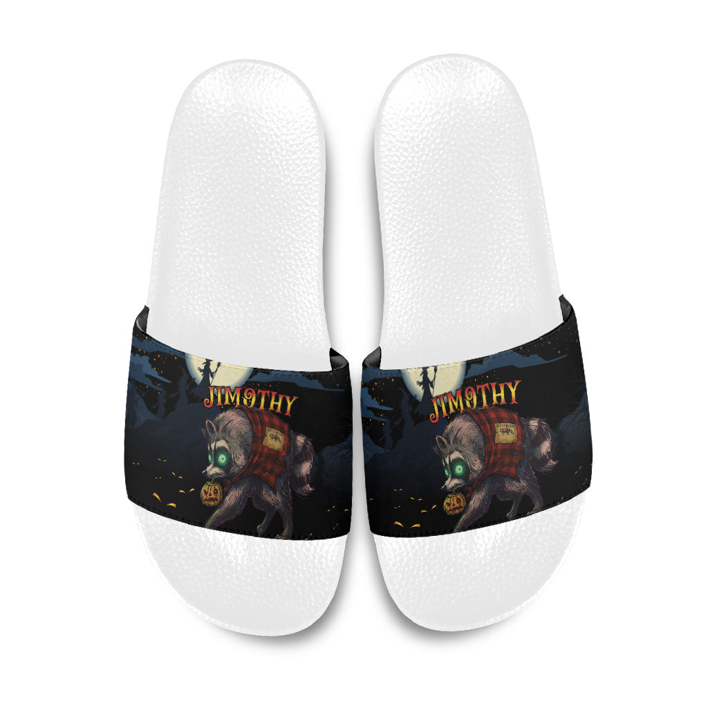 Halloween Raccoon Jimothy Slide Sandals