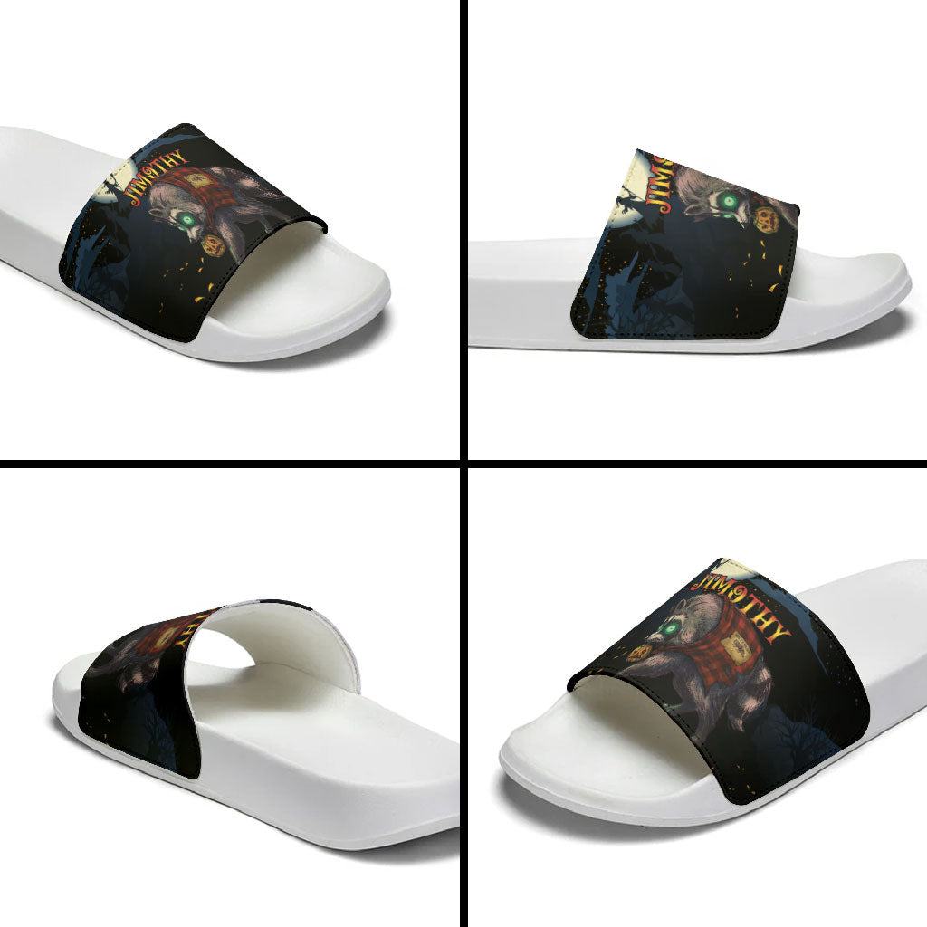 Halloween Raccoon Jimothy Slide Sandals