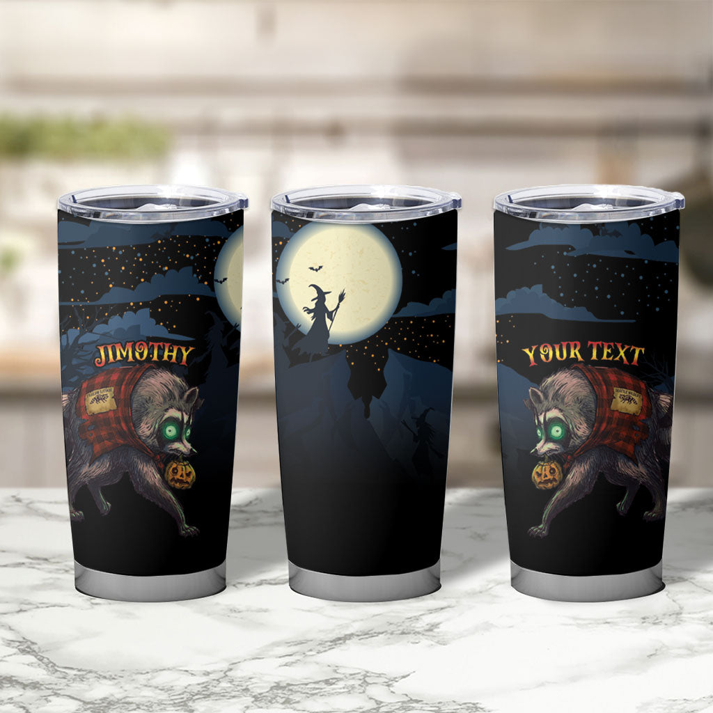 Halloween Raccoon Jimothy Personalized Tumbler Cup