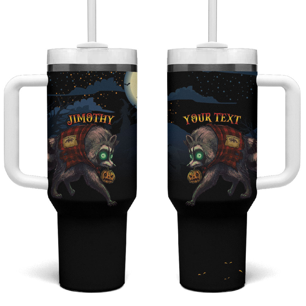 Halloween Raccoon Jimothy Personalized Tumbler With Handle