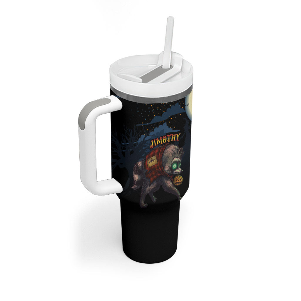 Halloween Raccoon Jimothy Personalized Tumbler With Handle