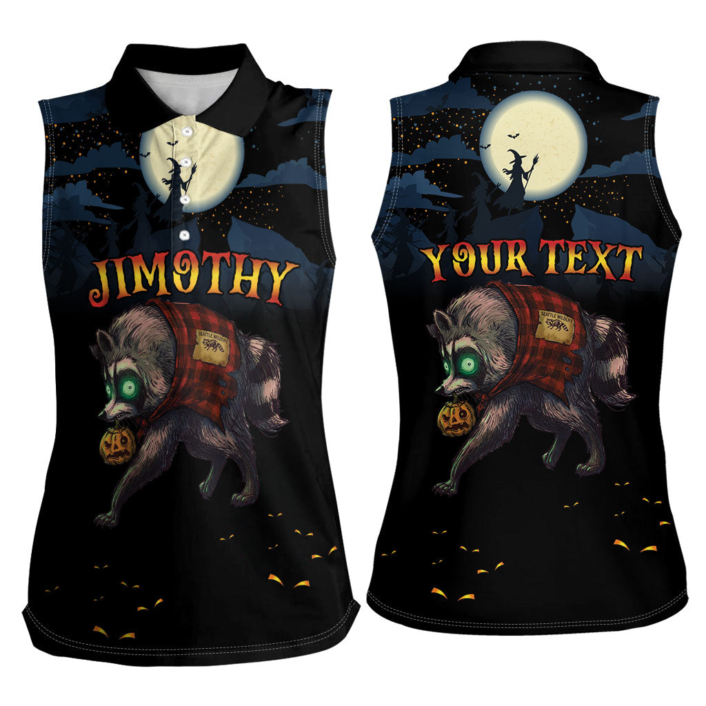 Halloween Raccoon Jimothy Personalized Women Sleeveless Polo Shirt