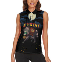 Halloween Raccoon Jimothy Personalized Women Sleeveless Polo Shirt