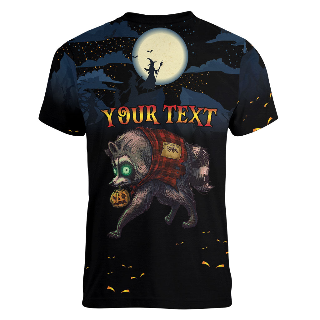 Halloween Raccoon Jimothy Personalized Women V-Neck T-Shirt