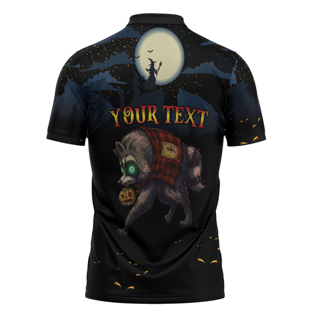 Halloween Raccoon Jimothy Personalized Zipper Polo Shirt