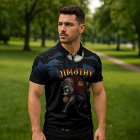 Halloween Raccoon Jimothy Personalized Zipper Polo Shirt