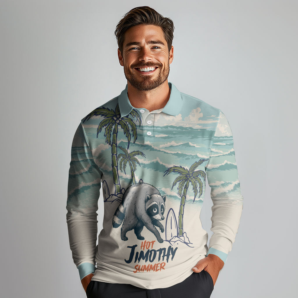 Hot Jimothy Summer Retro Style Long Sleeve Polo Shirt
