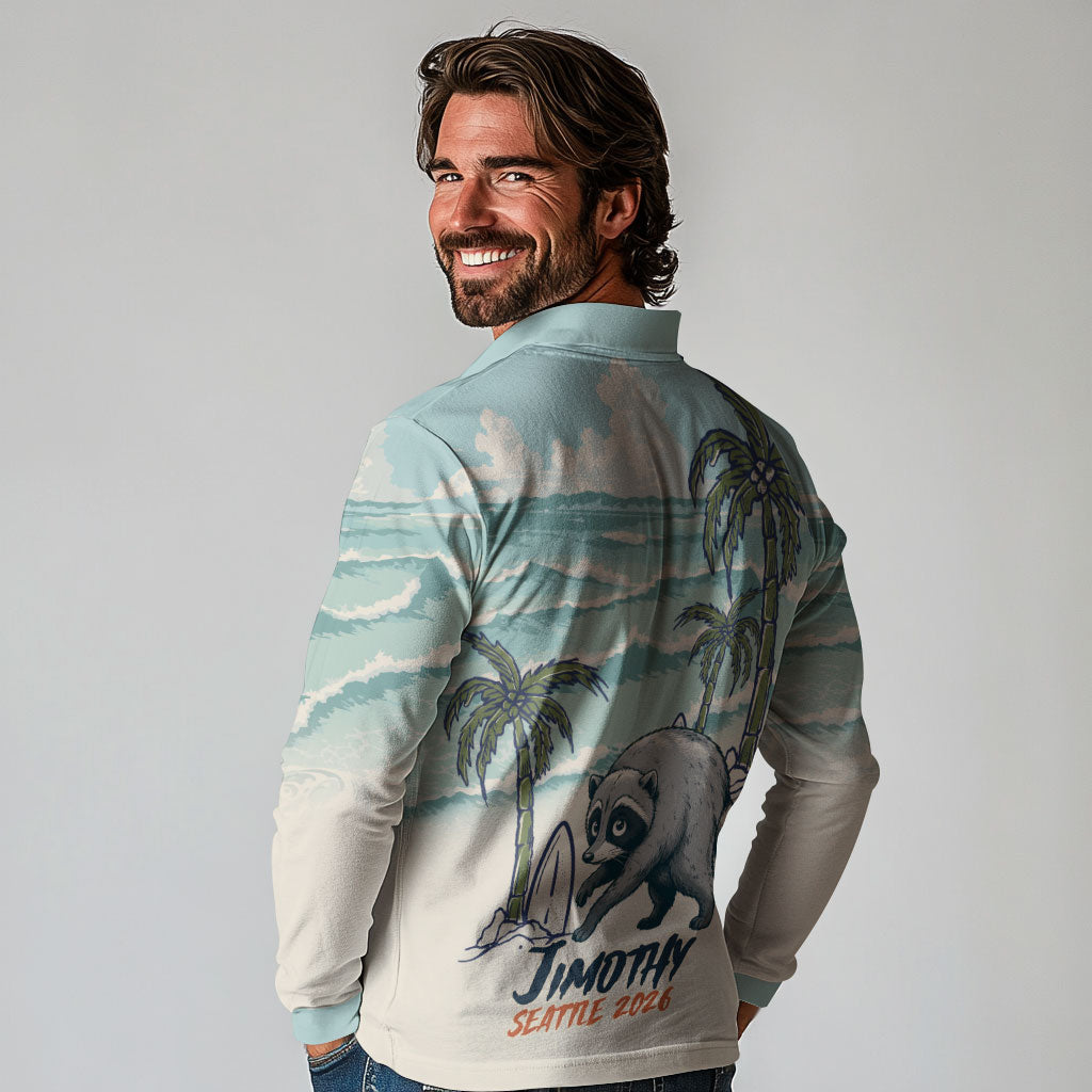 Hot Jimothy Summer Retro Style Long Sleeve Polo Shirt