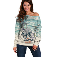 Hot Jimothy Summer Retro Style Off Shoulder Sweater