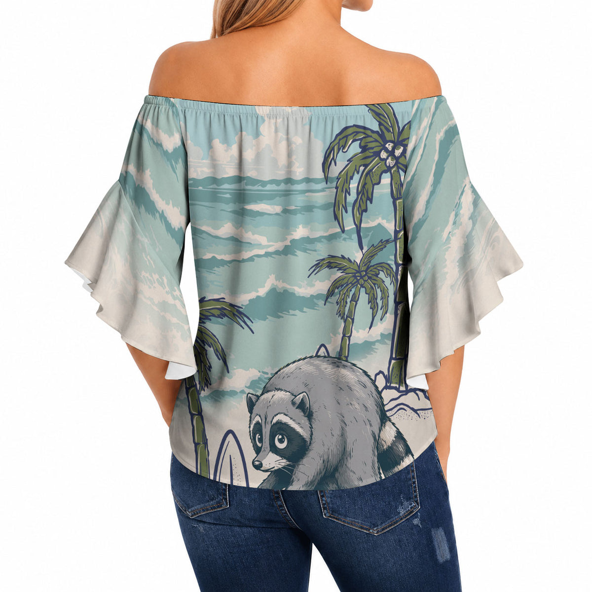 Hot Jimothy Summer Retro Style Off Shoulder Wrap Waist Top