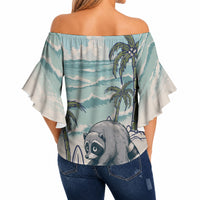 Hot Jimothy Summer Retro Style Off Shoulder Wrap Waist Top