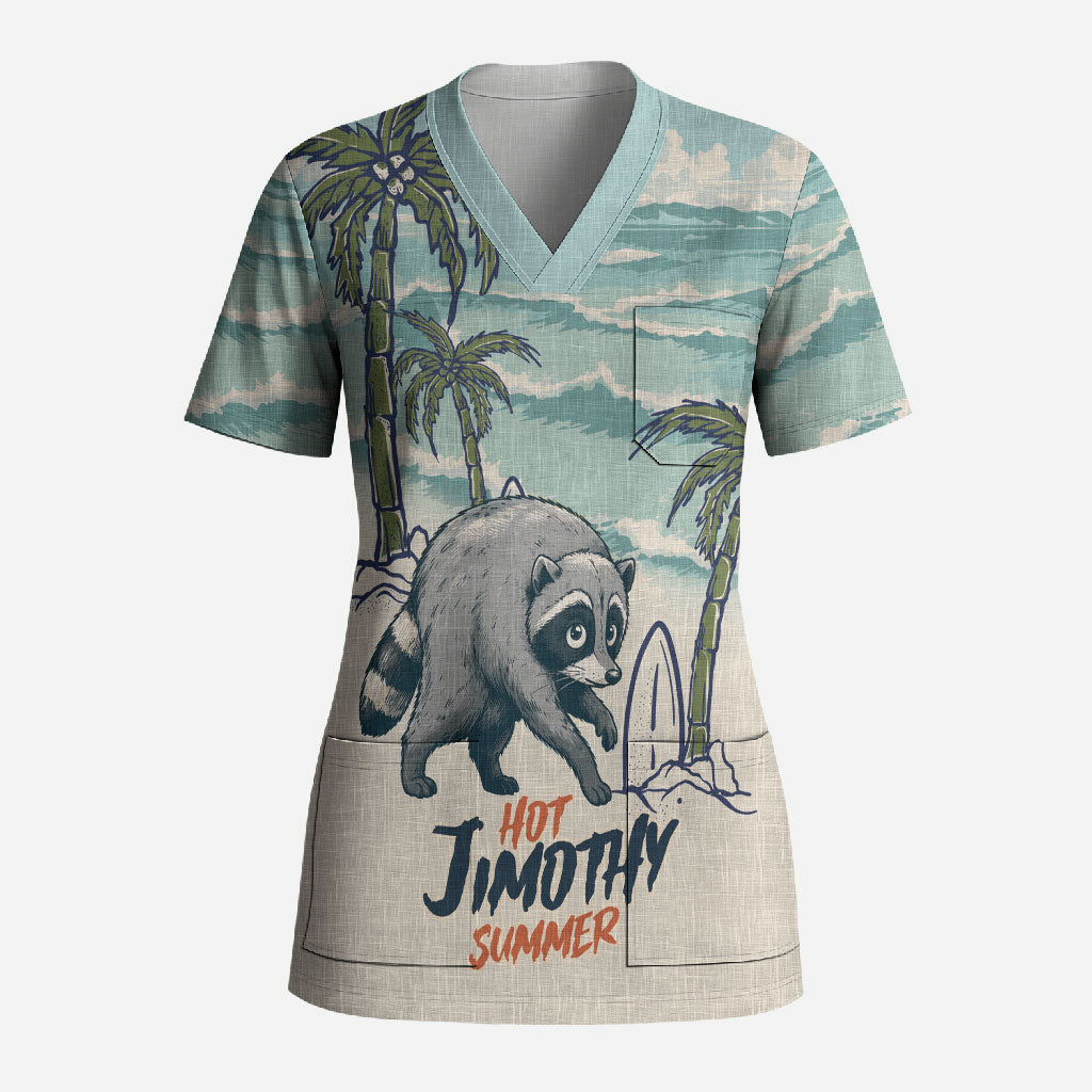 Hot Jimothy Summer Retro Style Scrub Top