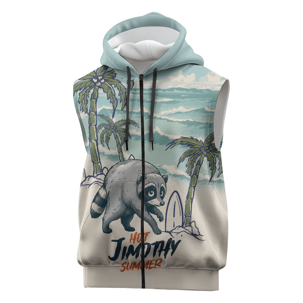 Hot Jimothy Summer Retro Style Sleeveless Zip Hoodie