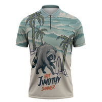 Hot Jimothy Summer Retro Style Zipper Polo Shirt