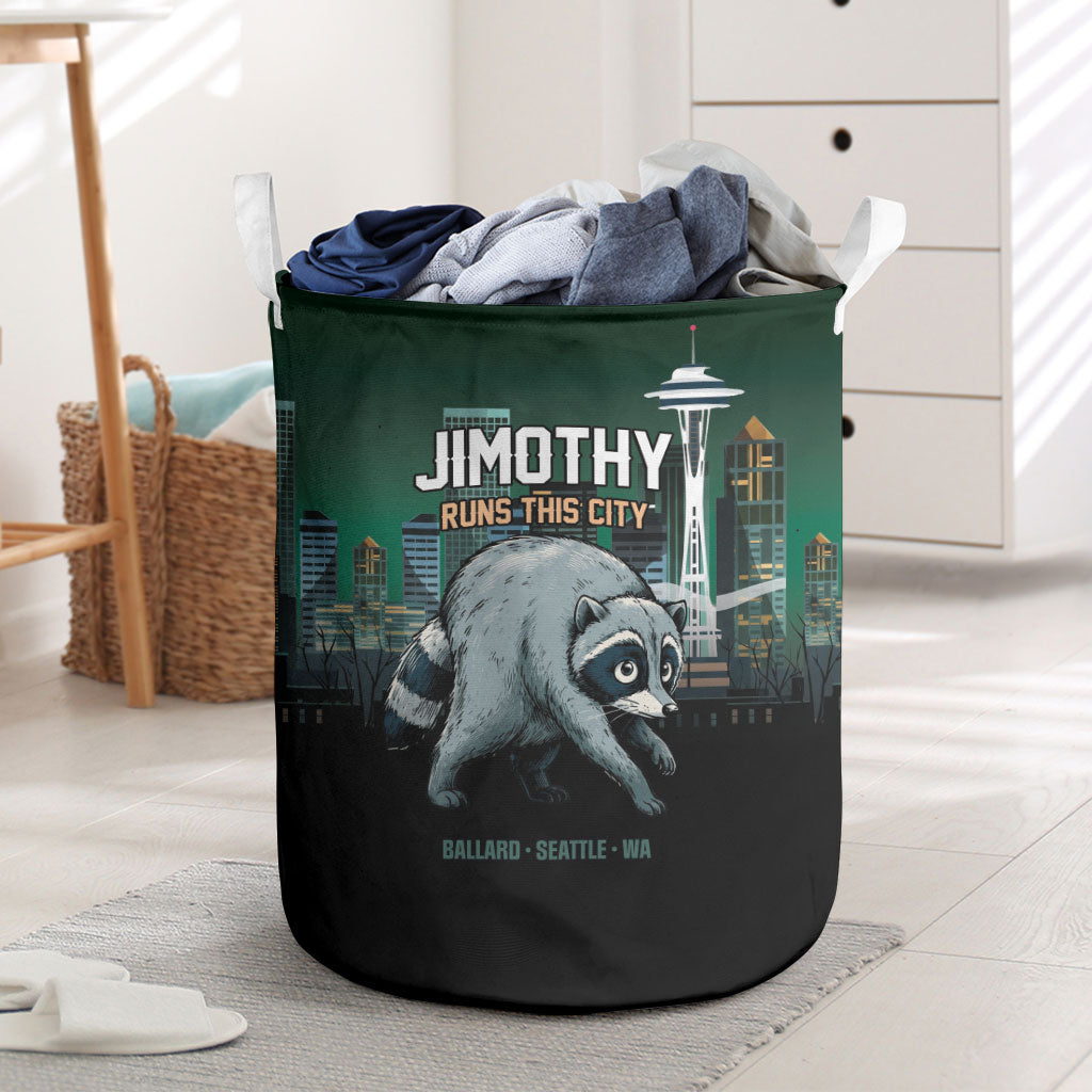 Raccoon Jimothy Runs This City Laundry Basket