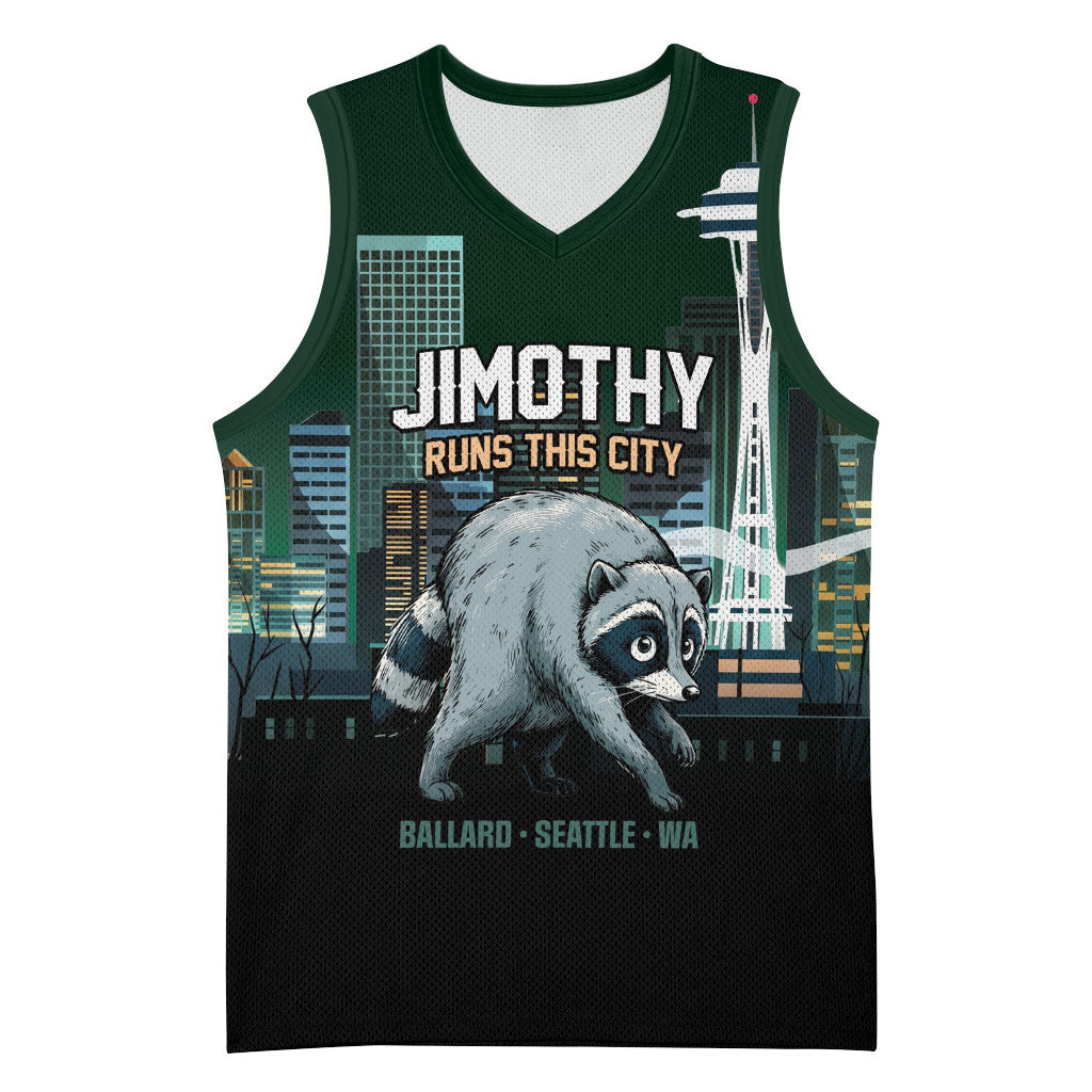 Raccoon Jimothy Runs This City Basketball Jersey