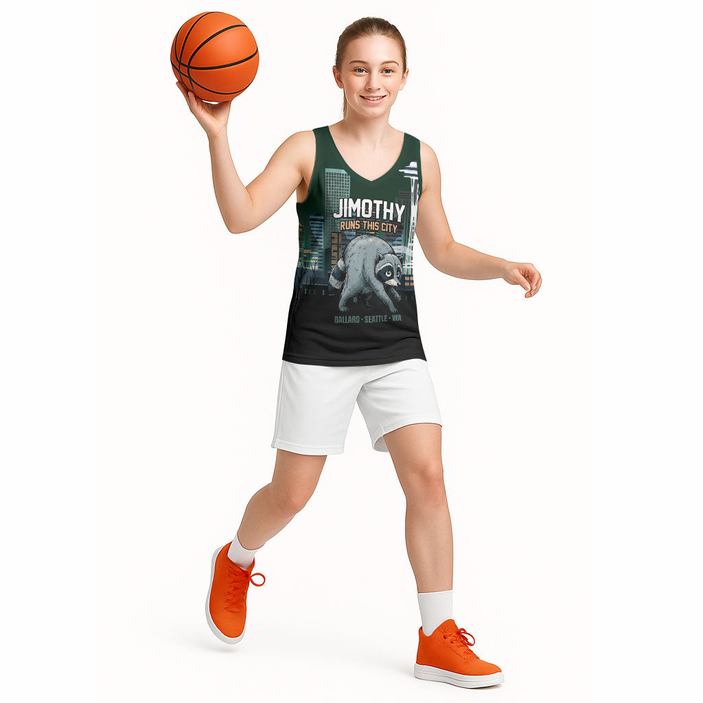 Raccoon Jimothy Runs This City Basketball Jersey