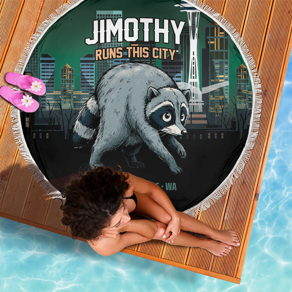 Raccoon Jimothy Runs This City Beach Blanket