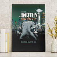 Raccoon Jimothy Runs This City Canvas Wall Art