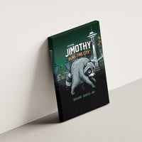 Raccoon Jimothy Runs This City Canvas Wall Art