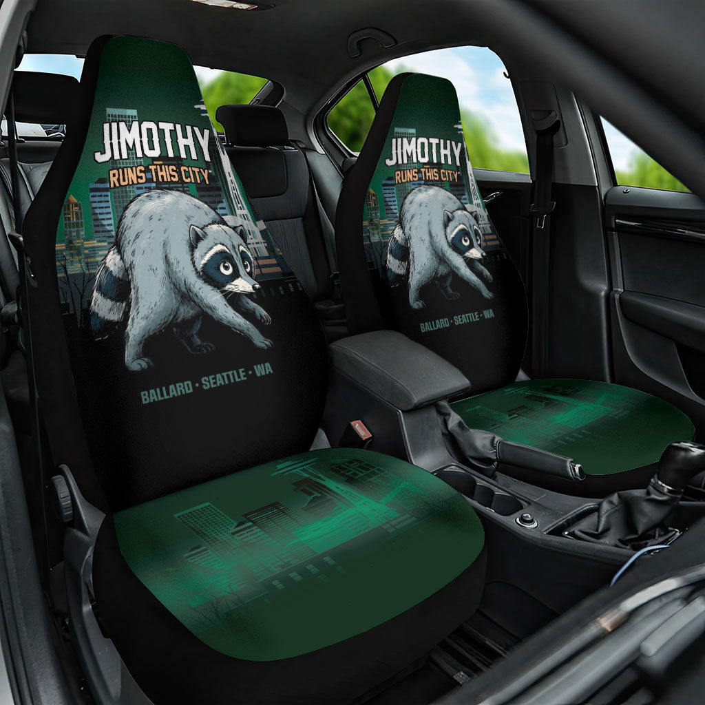 Raccoon Jimothy Runs This City Car Seat Cover