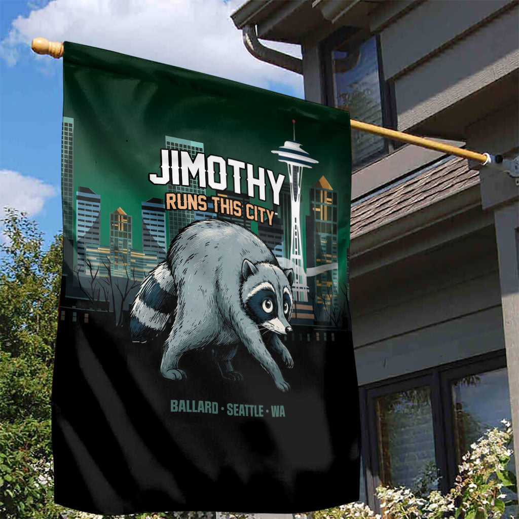 Raccoon Jimothy Runs This City Garden Flag