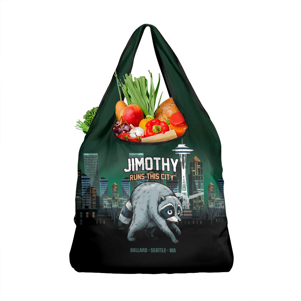 Raccoon Jimothy Runs This City Grocery Bag