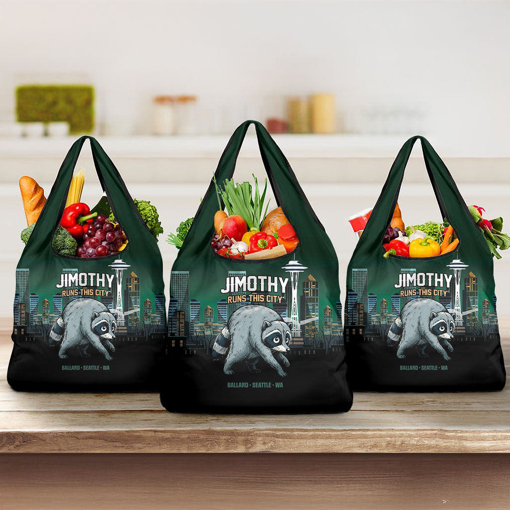 Raccoon Jimothy Runs This City Grocery Bag