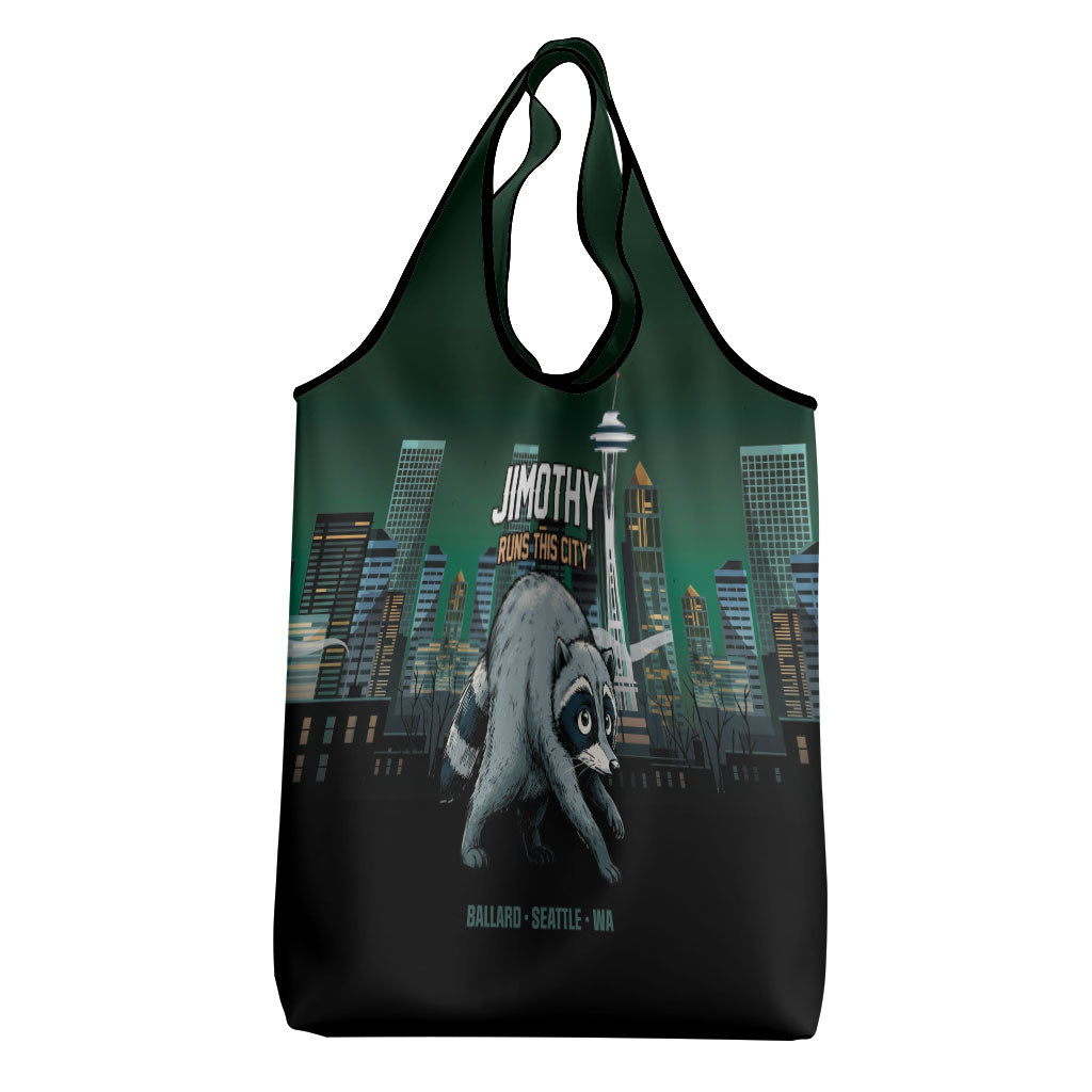 Raccoon Jimothy Runs This City Grocery Bag