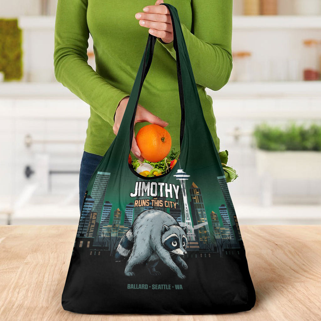 Raccoon Jimothy Runs This City Grocery Bag