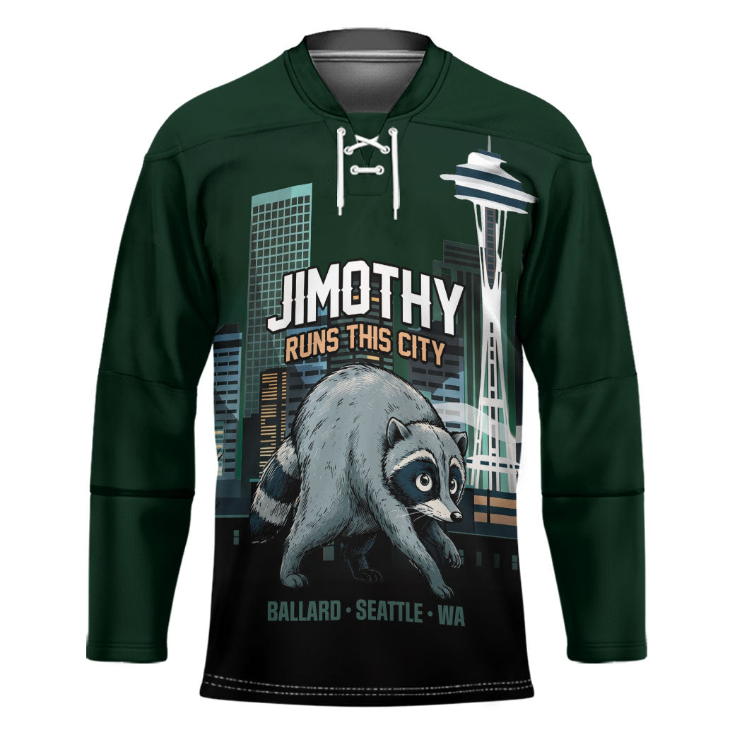 Raccoon Jimothy Runs This City Hockey Jersey