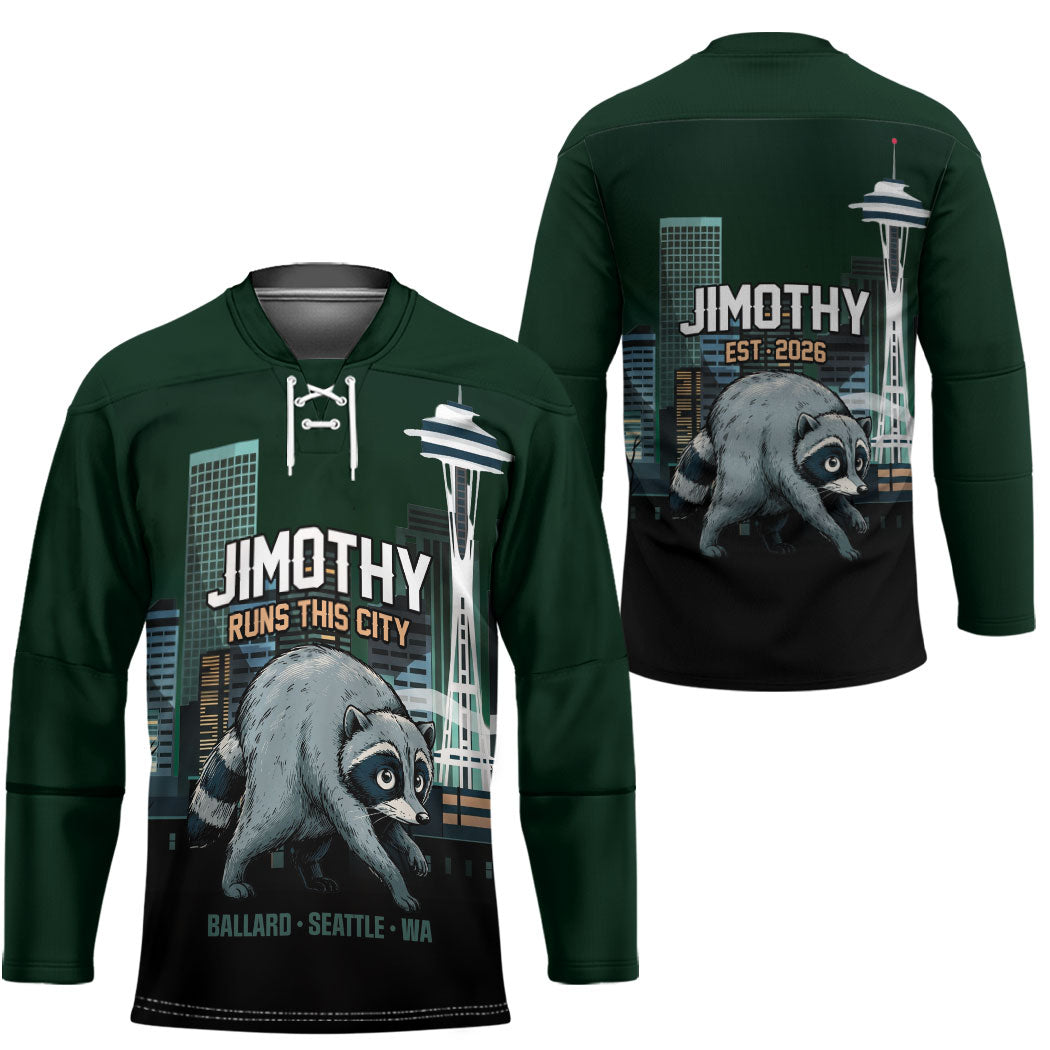 Raccoon Jimothy Runs This City Hockey Jersey