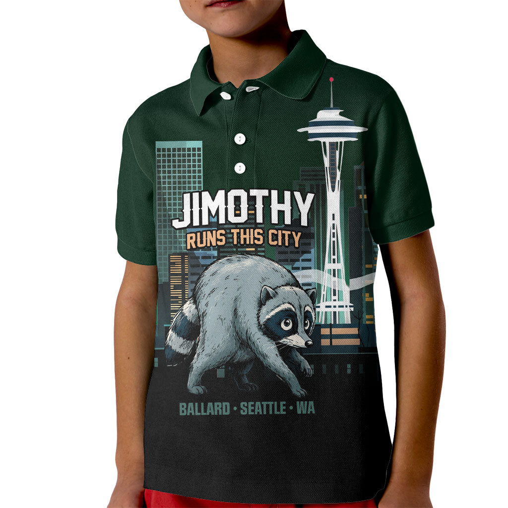 Raccoon Jimothy Runs This City Kid Polo Shirt
