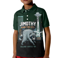 Raccoon Jimothy Runs This City Kid Polo Shirt