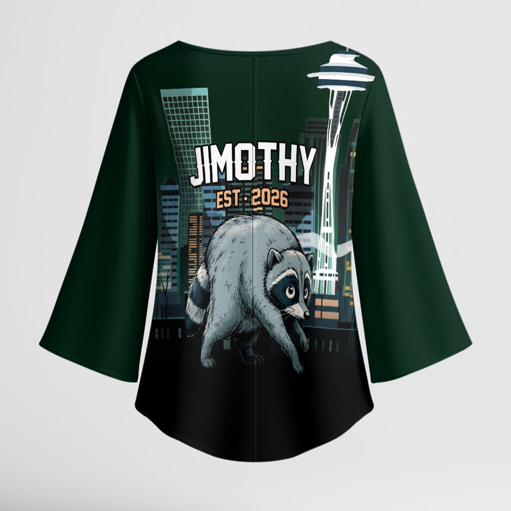 Raccoon Jimothy Runs This City Kimono Sleeve Blouse