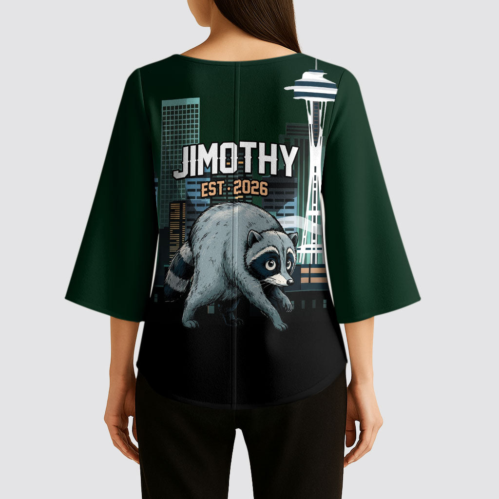Raccoon Jimothy Runs This City Kimono Sleeve Blouse