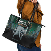 Raccoon Jimothy Runs This City Leather Tote Bag