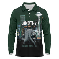 Raccoon Jimothy Runs This City Long Sleeve Polo Shirt