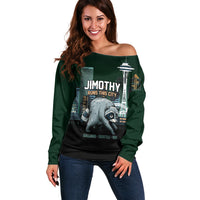 Raccoon Jimothy Runs This City Off Shoulder Sweater