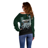 Raccoon Jimothy Runs This City Off Shoulder Sweater