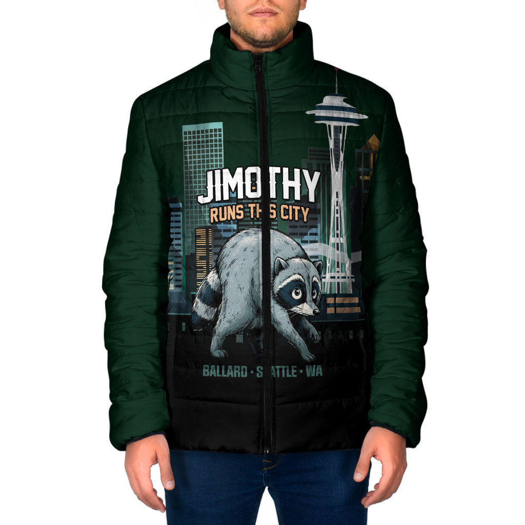 Raccoon Jimothy Runs This City Padded Jacket