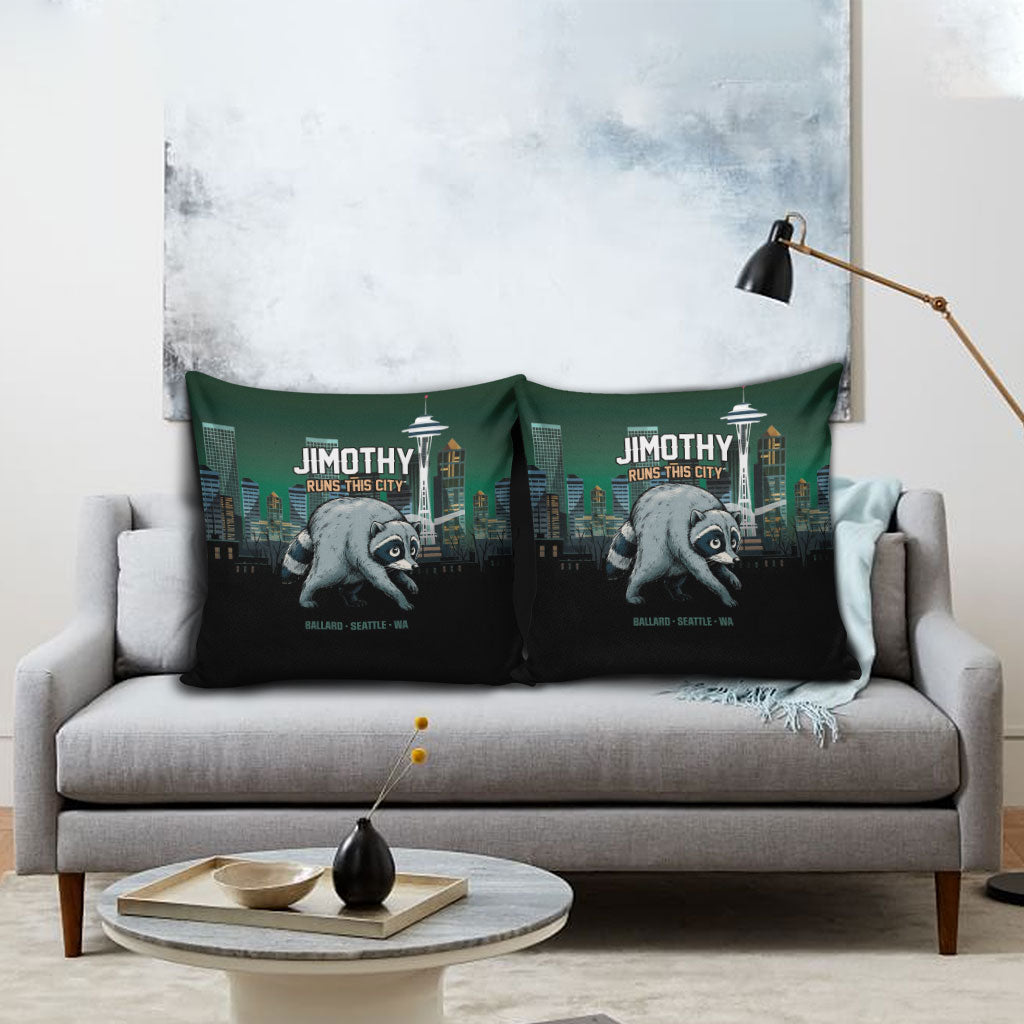 Raccoon Jimothy Runs This City Pillow Cover