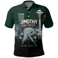 Raccoon Jimothy Runs This City Polo Shirt