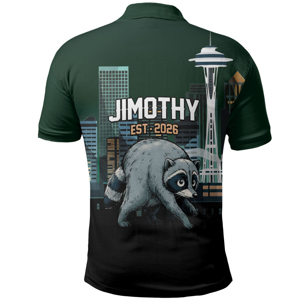 Raccoon Jimothy Runs This City Polo Shirt