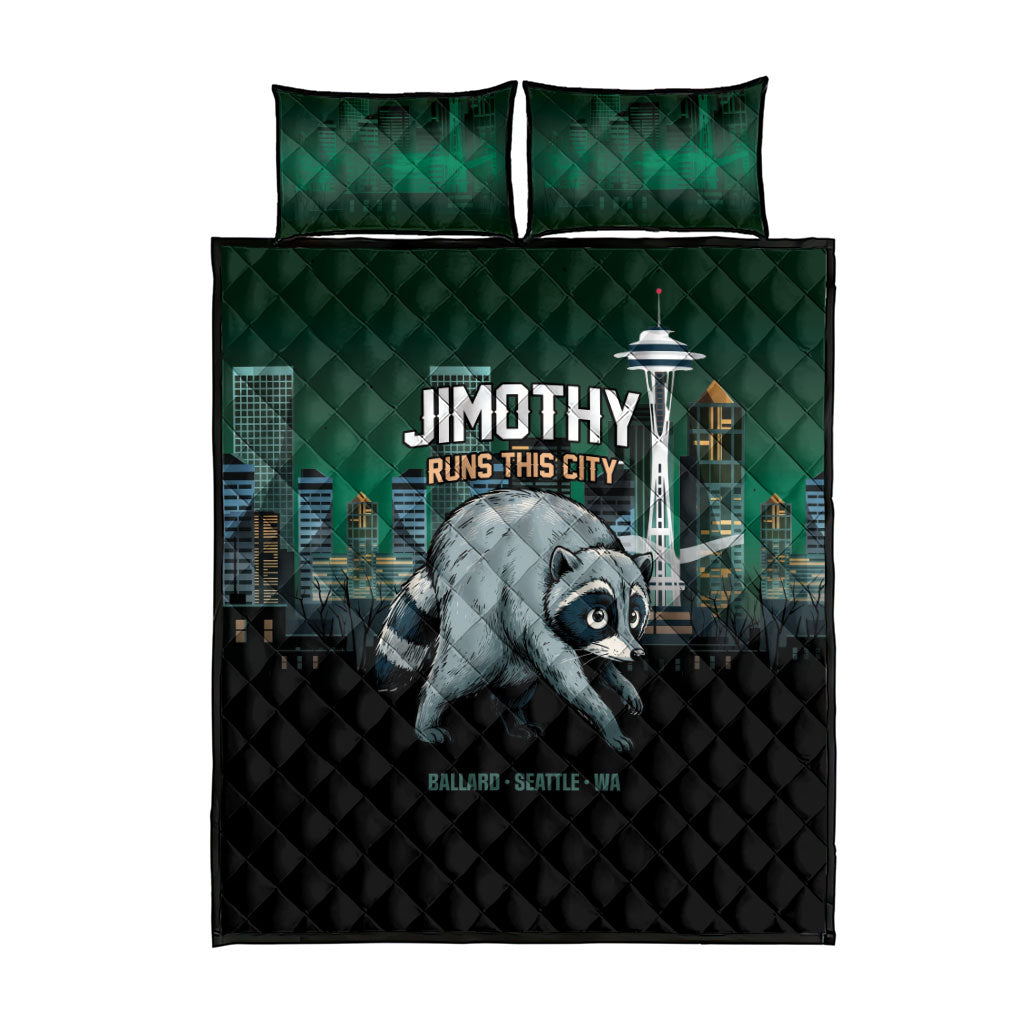 Raccoon Jimothy Runs This City Quilt Bed Set