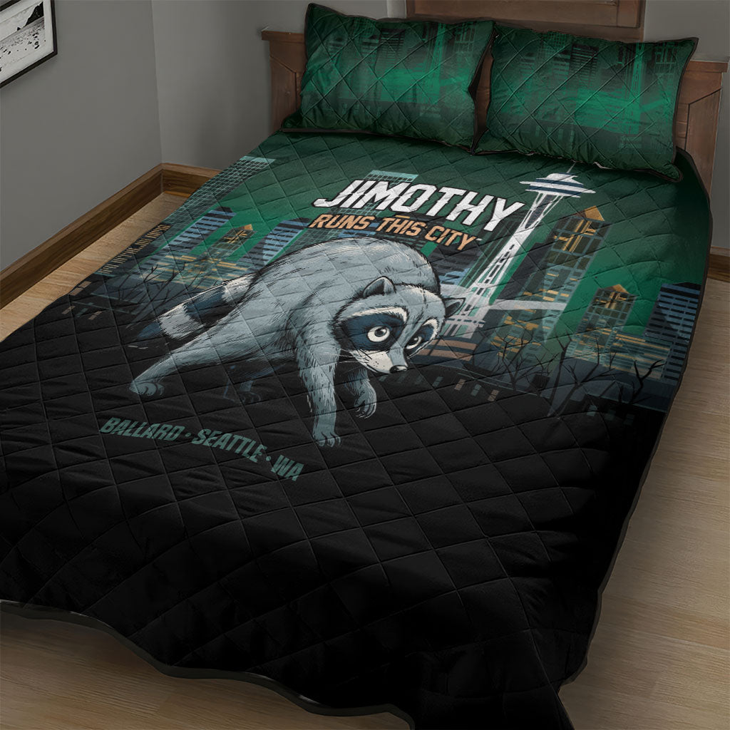 Raccoon Jimothy Runs This City Quilt Bed Set