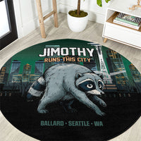 Raccoon Jimothy Runs This City Round Carpet