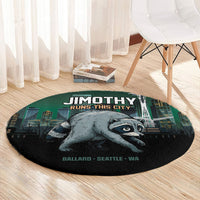Raccoon Jimothy Runs This City Round Carpet